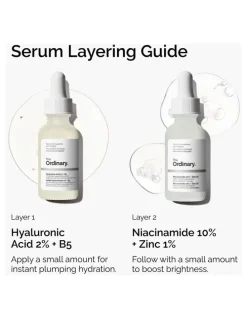 The Ordinary The Skin Support Set with Niacinamide Hyaluronic Acid to Control Oil and Hydrate