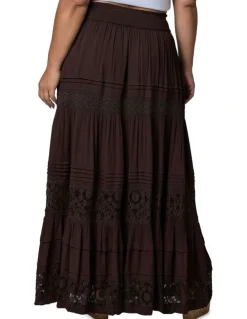 The Poetic Gypsy True Faith Maxi Skirt in Brown