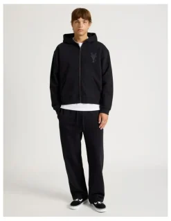 There After Core Logo Hooded Full Zip Sweater in Black
