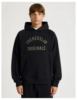 There After Core Terry Hooded Pullover Sweater in Black