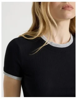 There After Double Layer Tee in Jet Black and Grey Marle