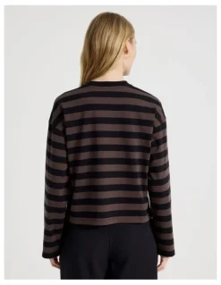 There After Long Sleeve Tee in Bracken and Jet Black Stripe