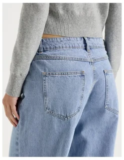 There After Low Rise Baggy Jeans in Light Blue