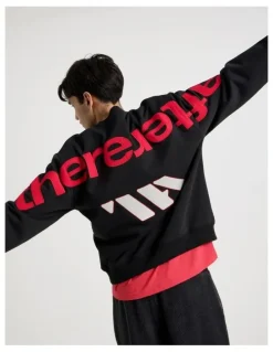 There After Oversized Applique Crew Sweat in Black