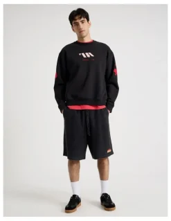 There After Oversized Applique Crew Sweat in Black