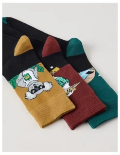 There After 3 Pack Novelty Socks in Jasper, Ochre, and Ginger