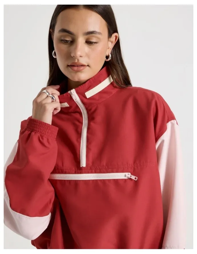 There After Windbreaker Pull Over in American Beauty and Potpourri Pink