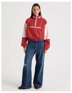There After Windbreaker Pull Over in American Beauty and Potpourri Pink