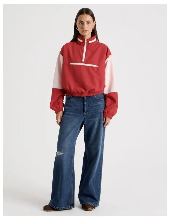 There After Windbreaker Pull Over in American Beauty and Potpourri Pink