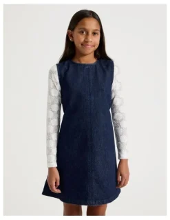Tilii Aline Denim Dress and Lace Top in Denim
