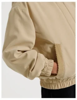 Tilii Bomber Jacket with Cord Collar in Beige