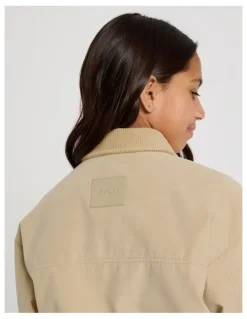 Tilii Bomber Jacket with Cord Collar in Beige