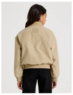 Tilii Bomber Jacket with Cord Collar in Beige