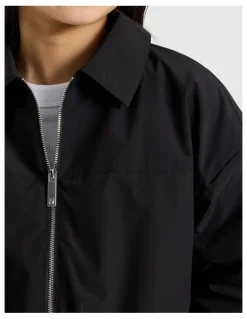 Tilii Bubble Hem Bomber Jacket in Black
