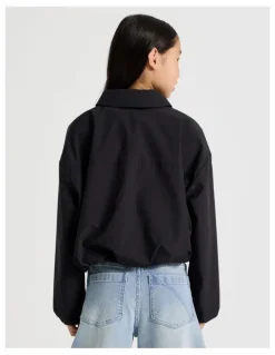 Tilii Bubble Hem Bomber Jacket in Black