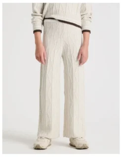 Tilii Cable Knit Wide Leg Pants in Oat Marle