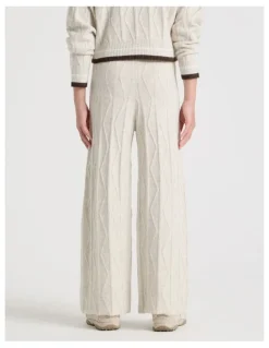 Tilii Cable Knit Wide Leg Pants in Oat Marle
