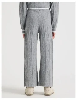 Tilii Cable Knit Wide Leg Pants in Grey Marle