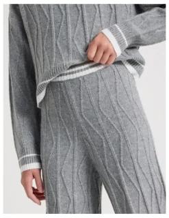 Tilii Cable Knit Wide Leg Pants in Grey Marle