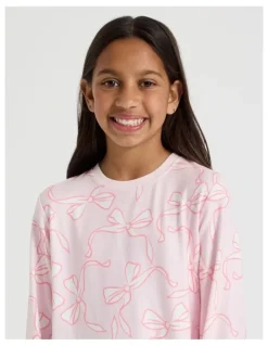 Tilii Cosy Knit Bows Nightie in Pale Pink