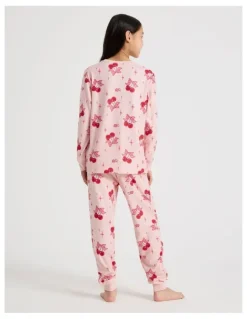 Tilii Cosy Knit Cherry Pyjamas in Blush