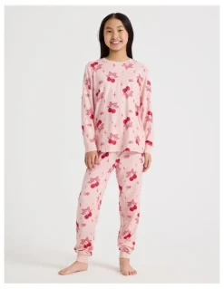 Tilii Cosy Knit Cherry Pyjamas in Blush