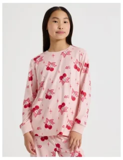 Tilii Cosy Knit Cherry Pyjamas in Blush
