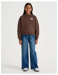 Tilii Crew Jumper with Chrome Graphic in Brown