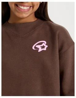Tilii Crew Jumper with Chrome Graphic in Brown