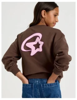 Tilii Crew Jumper with Chrome Graphic in Brown