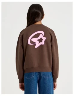Tilii Crew Jumper with Chrome Graphic in Brown