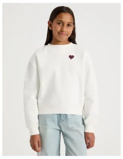 Tilii Crew Jumper with Puff Print in White