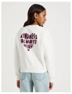 Tilii Crew Jumper with Puff Print in White