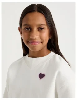 Tilii Crew Jumper with Puff Print in White