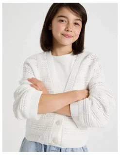 Tilii Crochet Knitted Cardigan in White