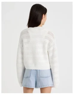 Tilii Crochet Knitted Cardigan in White
