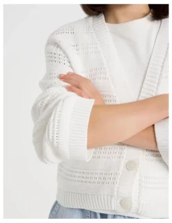 Tilii Crochet Knitted Cardigan in White
