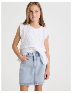 Tilii Denim Aline Skirt in Light Wash Denim