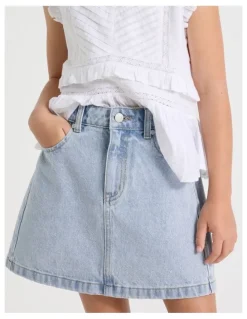 Tilii Denim Aline Skirt in Light Wash Denim