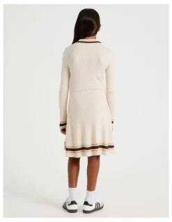Tilii Fit and Flare Rib Dress in Oat Marle