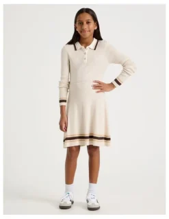 Tilii Fit and Flare Rib Dress in Oat Marle