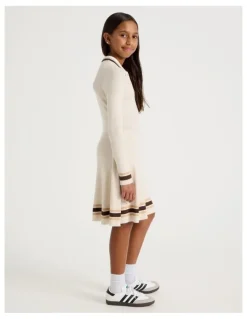 Tilii Fit and Flare Rib Dress in Oat Marle