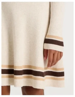 Tilii Fit and Flare Rib Dress in Oat Marle