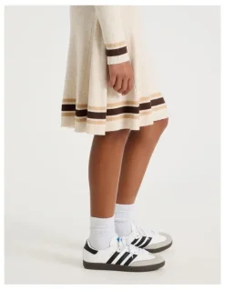 Tilii Fit and Flare Rib Dress in Oat Marle