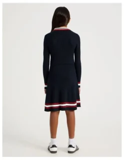 Tilii Fit and Flare Rib Dress in Navy