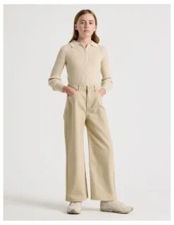 Tilii High Rise Wide Leg Jean in Tan