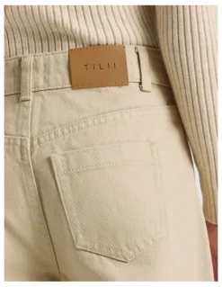 Tilii High Rise Wide Leg Jean in Tan