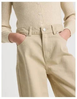 Tilii High Rise Wide Leg Jean in Tan