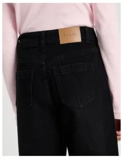 Tilii High Rise Wide Leg Ripped Jeans in Black