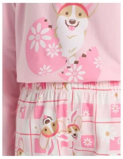 Tilii Knit Corgi Pyjamas in Baby Pink